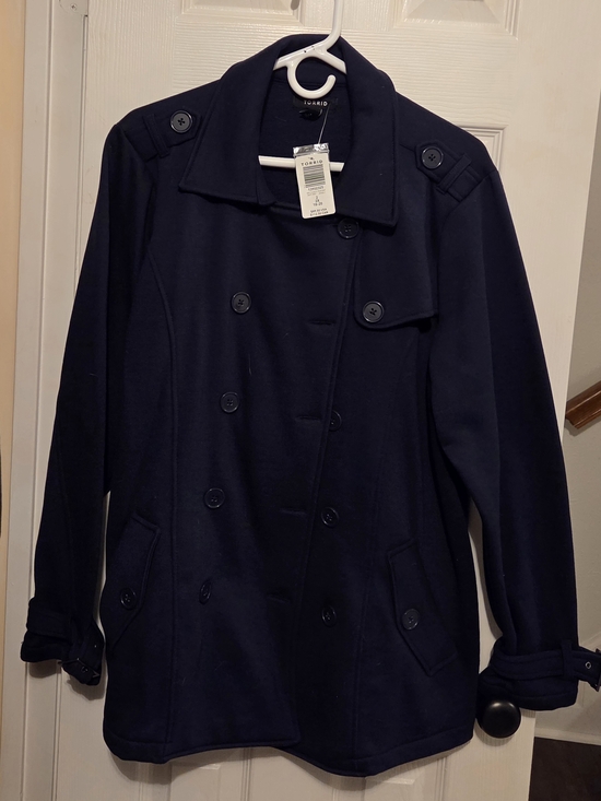 torrid Jackets & Blazers - torrid Double-Breasted Navy Peacoat with Button Details